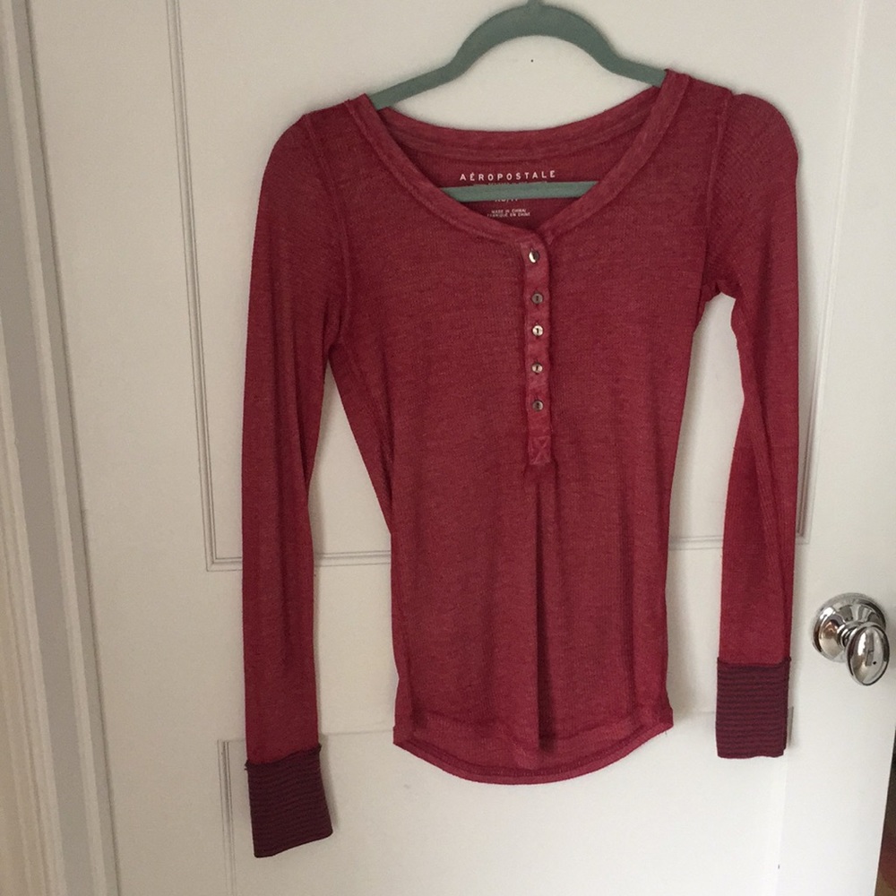 Red Henley long sleeve